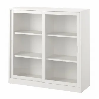 IKEA TONSTAD Corp usi de sticla glisante, alb murdar, 120x37x116 cm
