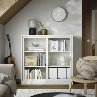 IKEA TONSTAD Corp usi de sticla glisante, alb murdar, 120x37x116 cm
