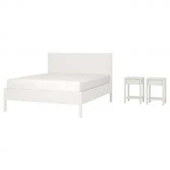 IKEA TONSTAD Mobilier dormitor, set 3 piese, alb murdar, 140x200 cm