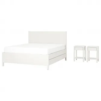 IKEA TONSTAD Mobilier dormitor, set 3 piese, depozitare pentru pat inclusa/alb murdar, 160x200 cm