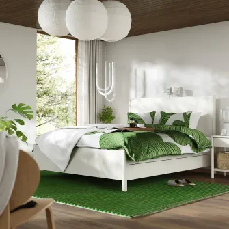 IKEA TONSTAD Mobilier dormitor, set 3 piese, depozitare pentru pat inclusa/alb murdar, 160x200 cm