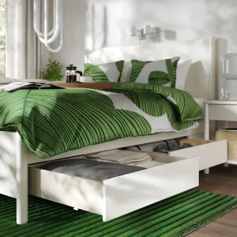 IKEA TONSTAD Mobilier dormitor, set 3 piese, depozitare pentru pat inclusa/alb murdar, 160x200 cm