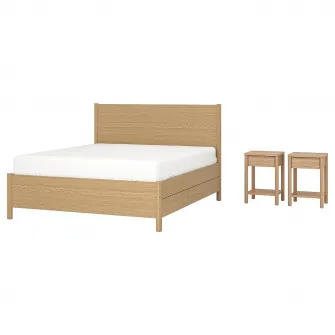 IKEA TONSTAD Mobilier dormitor, set 3 piese, depozitare pentru pat inclusa/frnr stjr, 140x200 cm