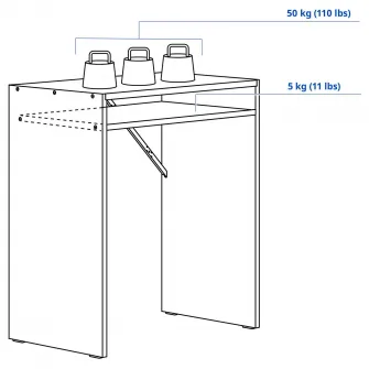 IKEA TORALD Birou, alb, 65x40 cm