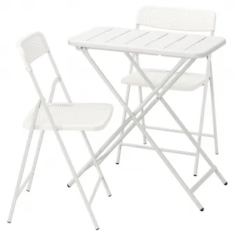 IKEA TORPARÖ Masa cu 2 scaune pliante, exterior, pliabil alb/alb, 70x42 cm