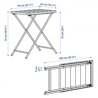 IKEA TORPARÖ Masa cu 2 scaune pliante, exterior, pliabil alb/alb, 70x42 cm