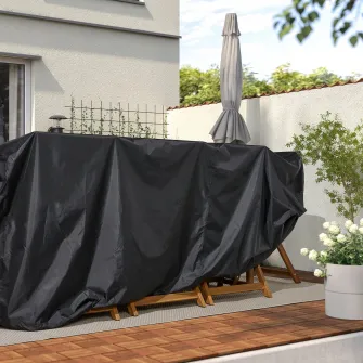 IKEA TOSTERÖ Husa mobilier exterior, set masa+scaune/negru, 260x148 cm