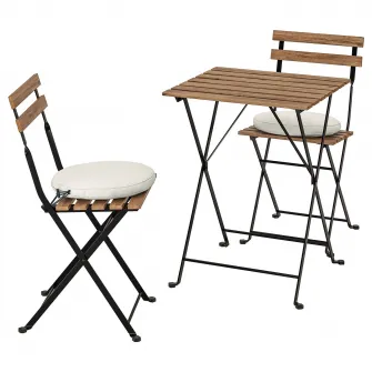 IKEA TÄRNÖ Masa+2 scaune exterior, negru/maro deschis vopsit/Frösön/Duvholmen bej