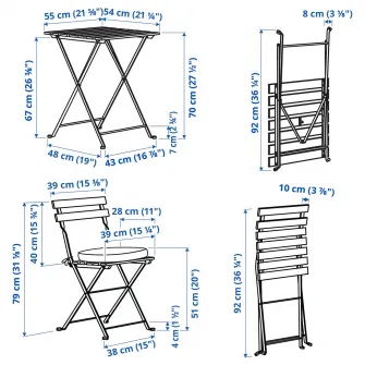IKEA TÄRNÖ Masa+2 scaune exterior, negru/maro deschis vopsit/Frösön/Duvholmen bej