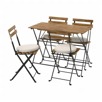 IKEA TÄRNÖ Masa+4scaune, exterior, negru/maro deschis vopsit/Frösön/Duvholmen bej