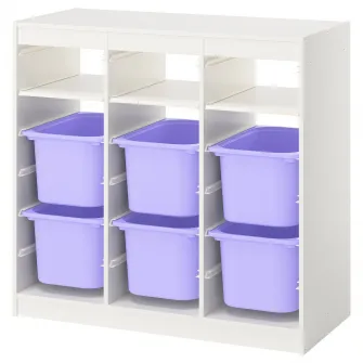 IKEA TROFAST Ansamblu depozitare, cu polite/cutii separator camera/alb lila, 99x44x94 cm