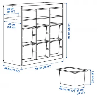 IKEA TROFAST Ansamblu depozitare, cu polite/cutii separator camera/pin lacuit nuanta naturala lila, 93x44x91 cm