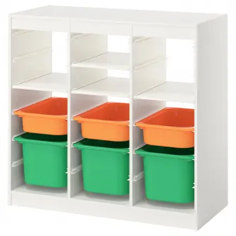 IKEA TROFAST Ansamblu depozitare, separator camera alb/portocaliu deschis verde deschis, 99x44x94 cm