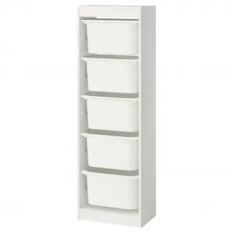 IKEA TROFAST Ansamblu depozitare+cutii, alb/alb, 46x30x145 cm