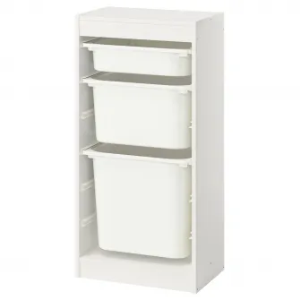 IKEA TROFAST Ansamblu depozitare+cutii, alb/alb, 46x30x94 cm
