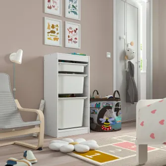 IKEA TROFAST Ansamblu depozitare+cutii, alb/alb, 46x30x94 cm
