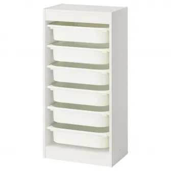 IKEA TROFAST Ansamblu depozitare+cutii, alb/alb, 46x30x94 cm