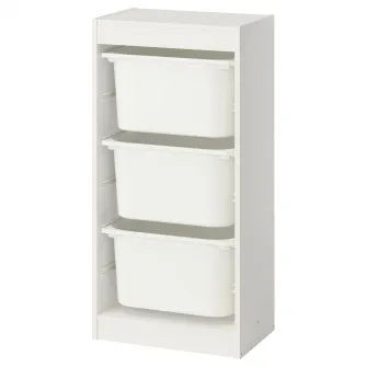 IKEA TROFAST Ansamblu depozitare+cutii, alb/alb, 46x30x94 cm