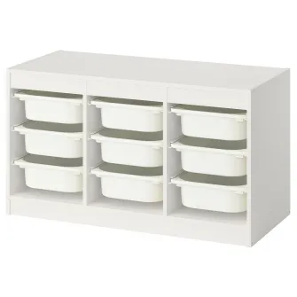 IKEA TROFAST Ansamblu depozitare+cutii, alb/alb, 99x44x56 cm