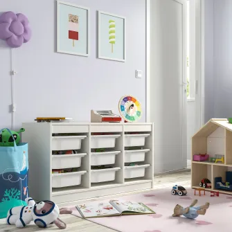IKEA TROFAST Ansamblu depozitare+cutii, alb/alb, 99x44x56 cm