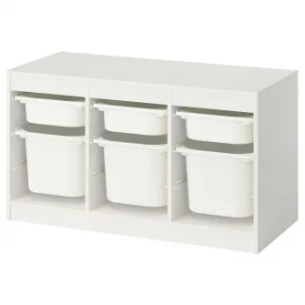 IKEA TROFAST Ansamblu depozitare+cutii, alb/alb, 99x44x56 cm