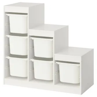 IKEA TROFAST Ansamblu depozitare+cutii, alb/alb, 99x44x94 cm