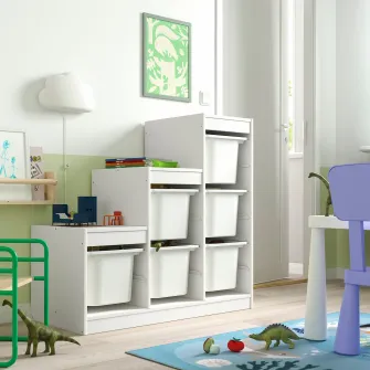 IKEA TROFAST Ansamblu depozitare+cutii, alb/alb, 99x44x94 cm