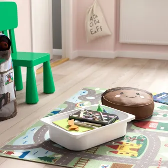 IKEA TROFAST Ansamblu depozitare+cutii, alb/bleu, 34x44x56 cm