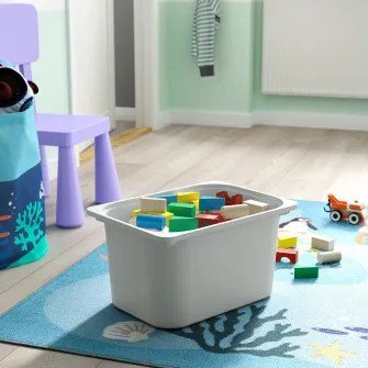 IKEA TROFAST Ansamblu depozitare+cutii, alb/gri, 46x30x145 cm