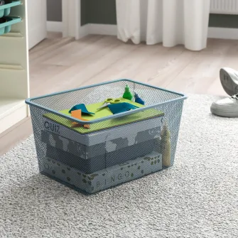 IKEA TROFAST Ansamblu depozitare+cutii, alb/gri-albastru, 99x44x94 cm