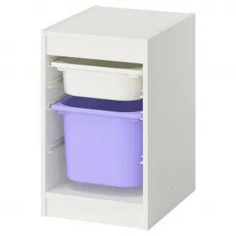 IKEA TROFAST Ansamblu depozitare+cutii, alb/lila, 34x44x56 cm