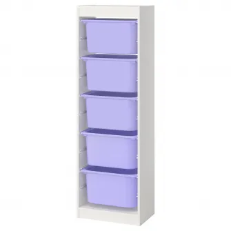 IKEA TROFAST Ansamblu depozitare+cutii, alb/lila, 46x30x145 cm
