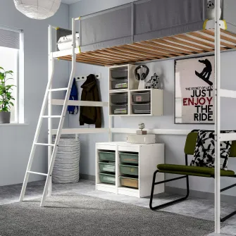 IKEA TROFAST Ansamblu depozitare+cutii, alb/verde-gri deschis, 34x44x56 cm