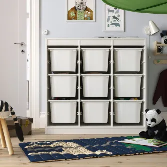 IKEA TROFAST Ansamblu depozitare+cutii, separator camera/alb alb, 99x44x94 cm