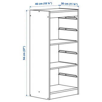 IKEA TROFAST Ansamblu depozitare+polite, alb, 46x30x94 cm