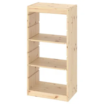 IKEA TROFAST Ansamblu depozitare+polite, pin lacuit nuanta naturala, 44x30x91 cm