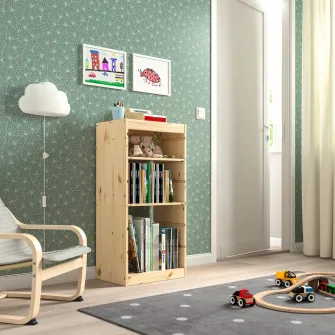 IKEA TROFAST Ansamblu depozitare+polite, pin lacuit nuanta naturala, 44x30x91 cm