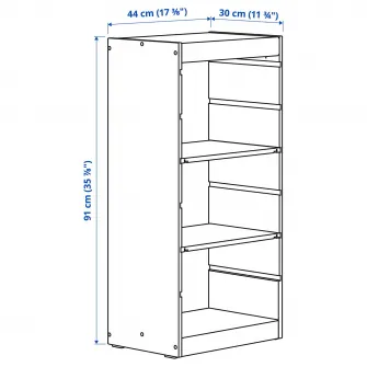 IKEA TROFAST Ansamblu depozitare+polite, pin lacuit nuanta naturala, 44x30x91 cm