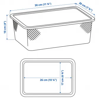 IKEA TROFAST Cutie depozitare cu plasa, gri inchis, 20x30x10 cm