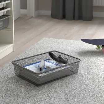 IKEA TROFAST Cutie depozitare cu plasa, gri inchis, 42x30x10 cm