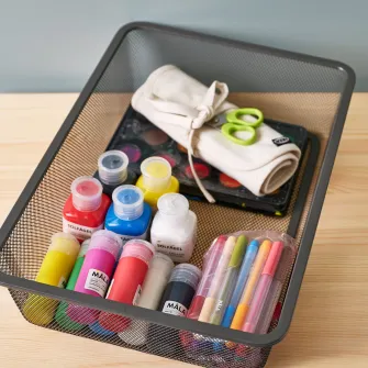 IKEA TROFAST Cutie depozitare cu plasa, gri inchis, 42x30x10 cm