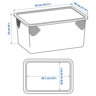 IKEA TROFAST Cutie depozitare cu plasa, gri inchis, 42x30x23 cm