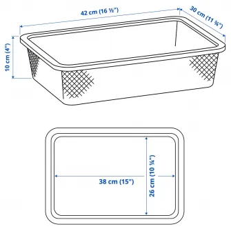 IKEA TROFAST Cutie depozitare cu plasa, verde-gri deschis, 42x30x10 cm