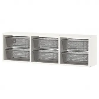 IKEA TROFAST Depozitare suspendata, alb/gri inchis, 99x21x30 cm