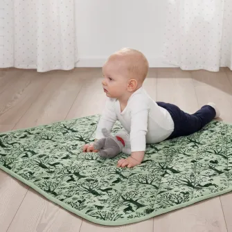 IKEA TROLLDOM Patura matlasata, model animal/verde, 96x96 cm