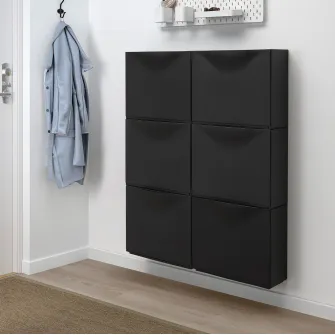 IKEA TRONES Dulap pantofi/depozitare, negru, 52x18x39 cm