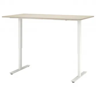 IKEA TROTTEN Birou cu inaltime reglabila, bej/alb, 160x80 cm