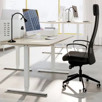 IKEA TROTTEN Birou cu inaltime reglabila, bej/alb, 160x80 cm