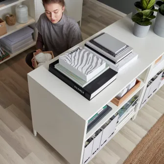 IKEA TROTTEN Corp cu usi glisante, alb, 80x55x75 cm
