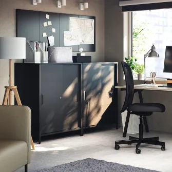 IKEA TROTTEN Corp cu usi glisante, antracit, 80x55x110 cm
